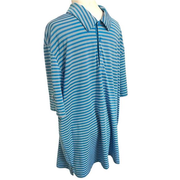 Adidas GOLF Men's Blue Striped Polo Eagle Embroidery Size Large - Picture 1 of 9